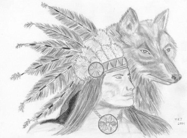 Iadain head with wolf head