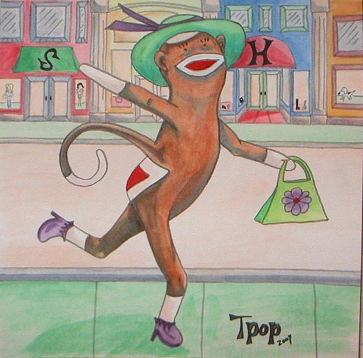 Shopping Sock Monkey