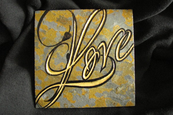 hand carved Brazilian Slate guilded 23kt gol leaf