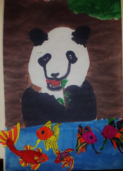Panda with fishes