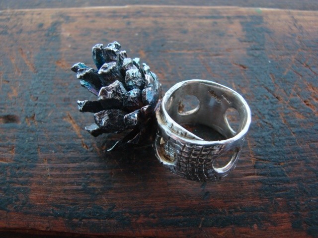 Pine cone  Art ring Wearable Art, Sterling  . Art- Fashion .Mirek Gomolk Art Line Studio