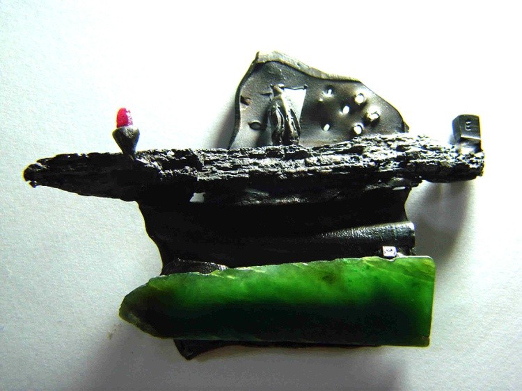 Wearable Art Sculpture  .Star Men .Bronze  ,Jade ,Ruby. Mir Gomolka Art(SOLD).fro