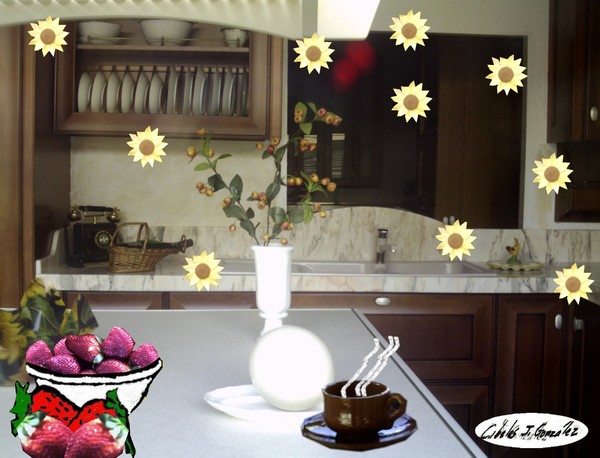 Flower Shower In A Kitchen