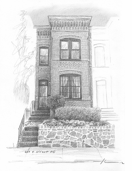 brick rowhouse drawing mike theuer