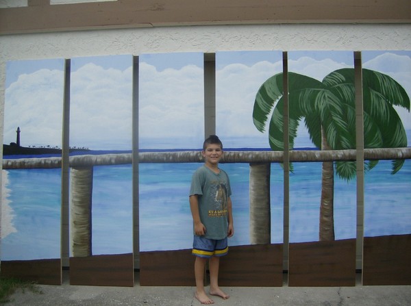 6 panel mural- lighthouse silhouette