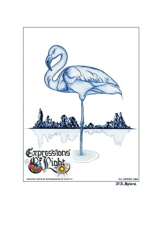 ExpoLight-Graphic-Arts-Flamingo-1984-0001 (Pen-&-Ink-Blue-Sepia)