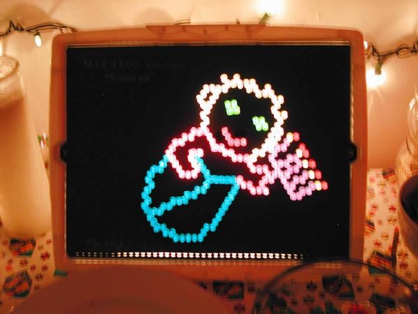 Baby Jesus Holding Menorah in Lite Brite