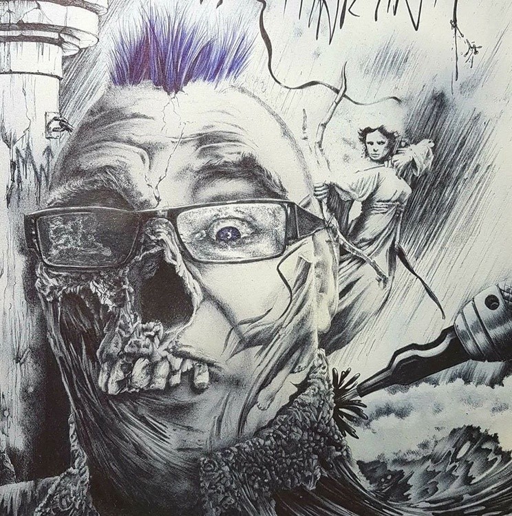 Self portrait in biro.