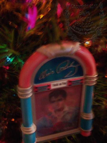 Christmas tree, ornaments, tinsel & colorful light