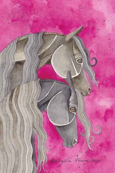 Black Horses On Magenta
