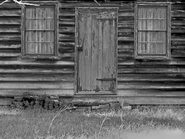 Door and two windows in B/W