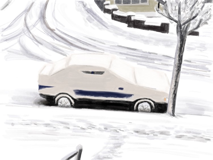 Snow covered car