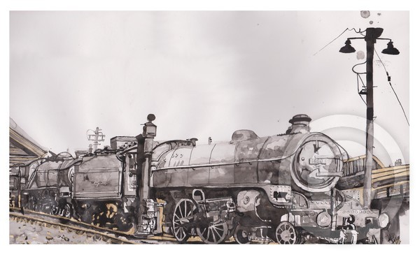 Ink drawing of Steam Train