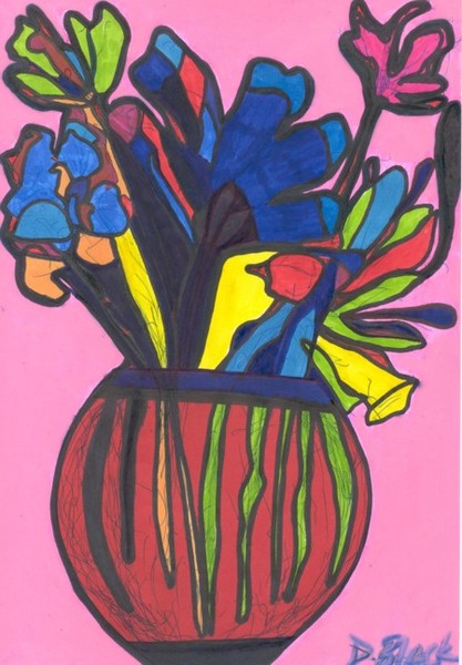 exotic flowers, Pen & Ink drawing, D.Black mar 05