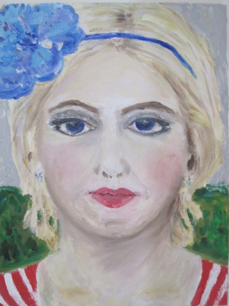 Girl with a blue flower