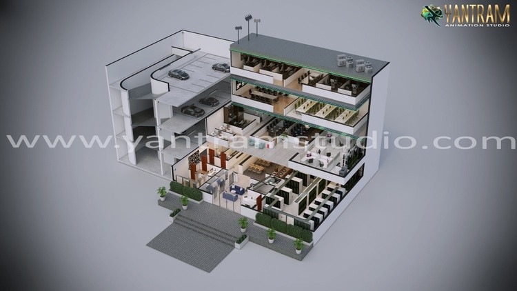 3d Floor Design of Big Commercial Building by 3D Floor Plan Commercial, Boston, Massachusetts
