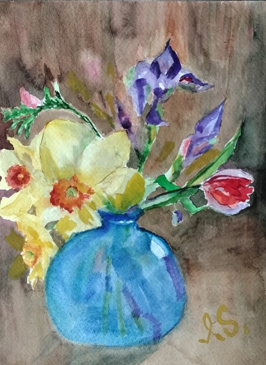 In blue vase