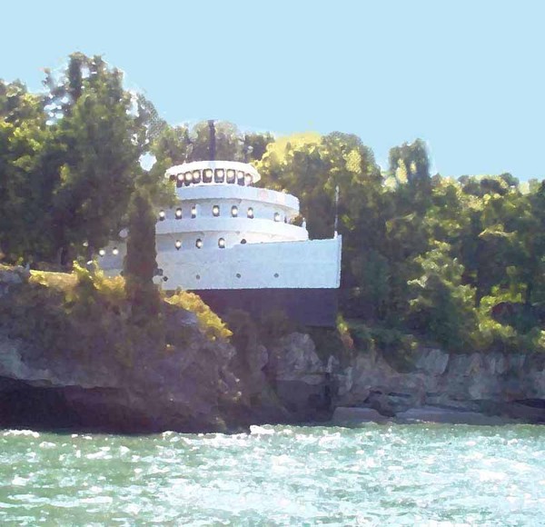the boat thats a house on the cliff