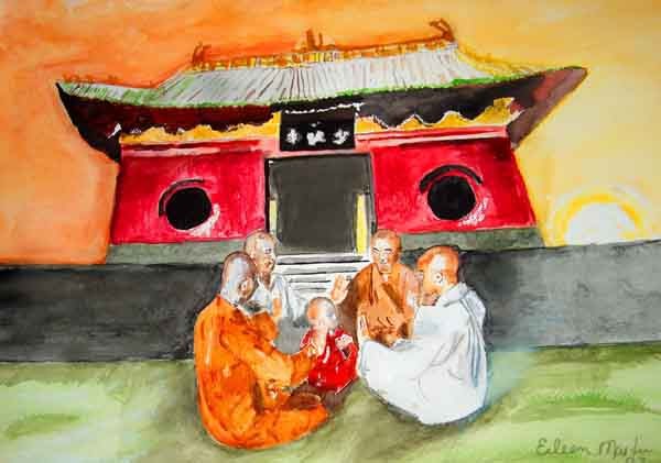 praying monks