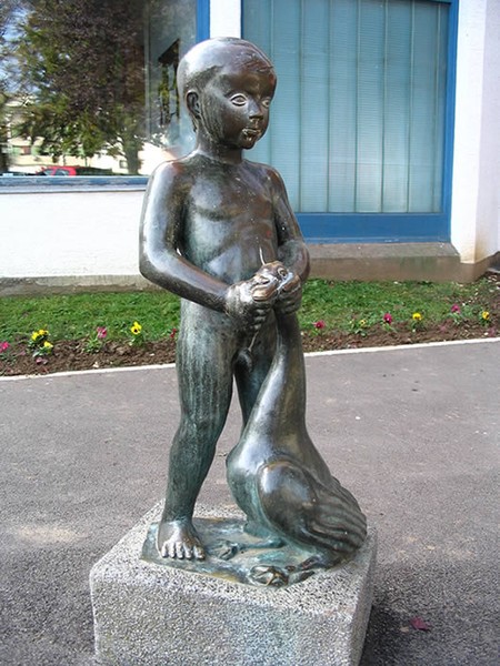 BOY AND GOOSE-SCULPTURE