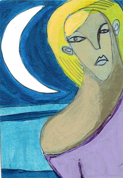 Lady and the Moon - ACEO - SOLD
