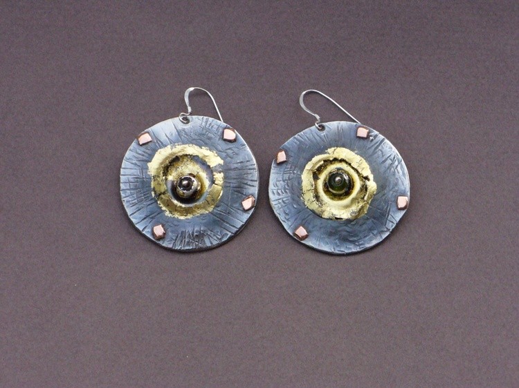 Titanium Earrings ,Glass by Mirek Gomolka Art