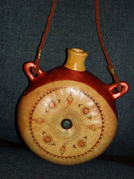 Gourd Canteen, serpent design