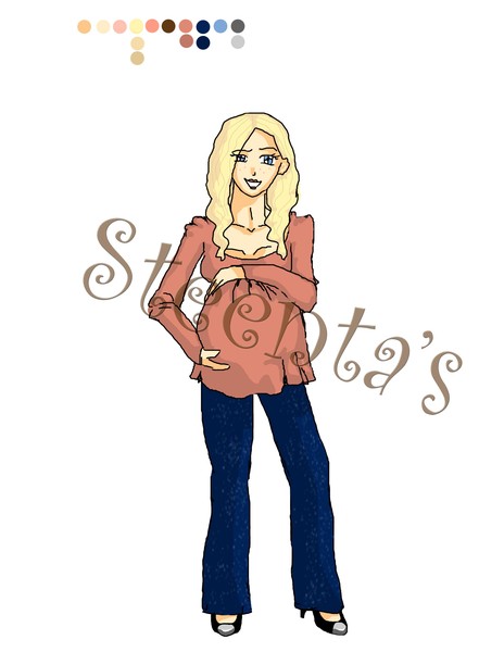 Curly Hair Pregnant Character
