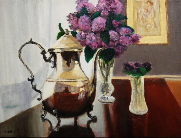 Tea Pot near Window with Flowers