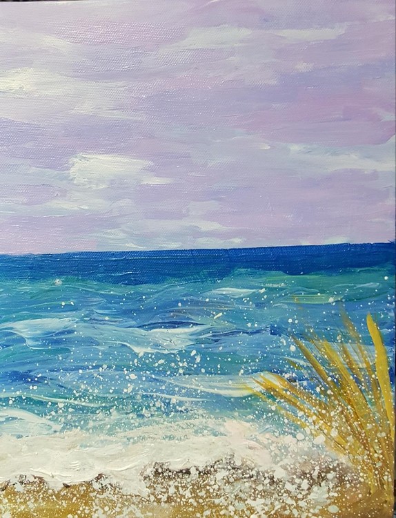 Seagrass and breaking waves