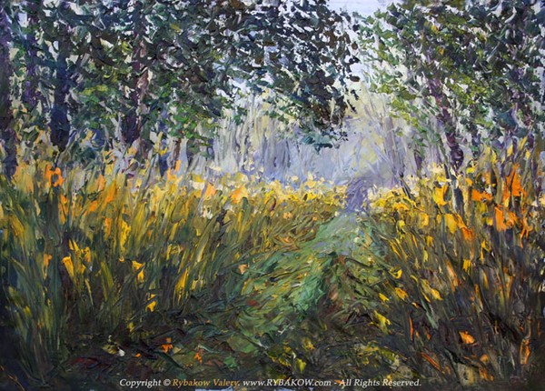 LANDSCAPE PAINTING  In wood 228