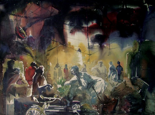 Vegetable market at night