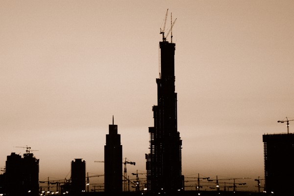 Half Burj Dubai at dusk