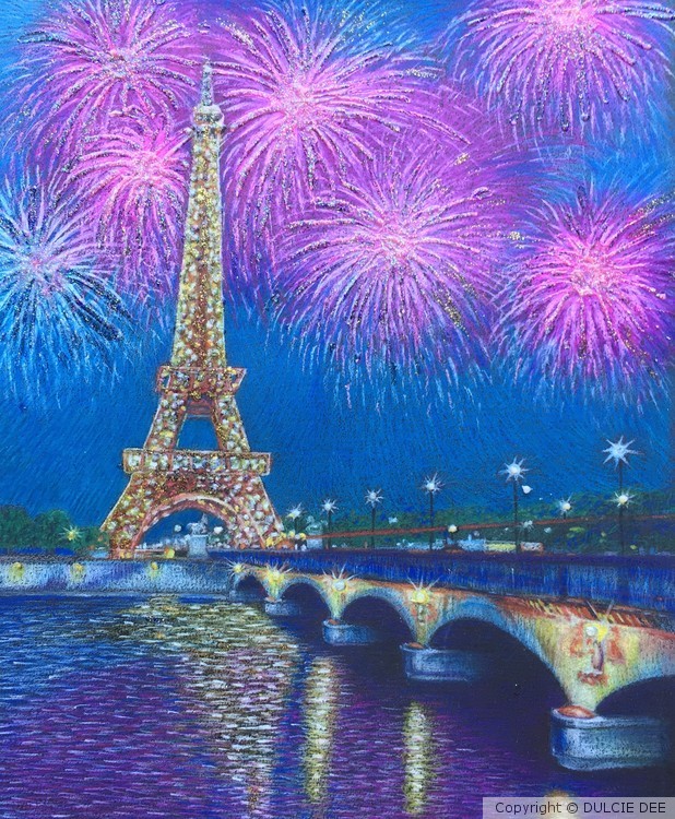 FEU D'ARTIFICE SUR LA TOUR EIFFEL