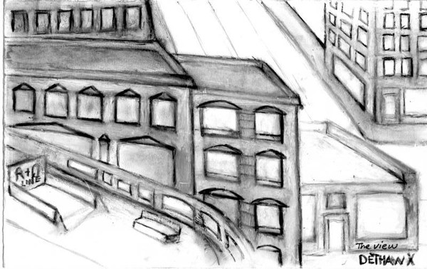subway platform oil pastel