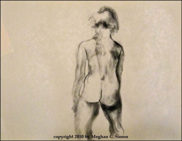 Original Nude Charcoal Gesture drawing - Dianne