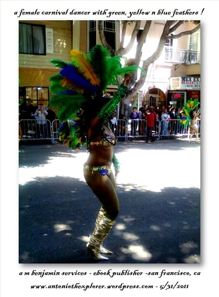 carnaval dancer in multi colored headpiece !