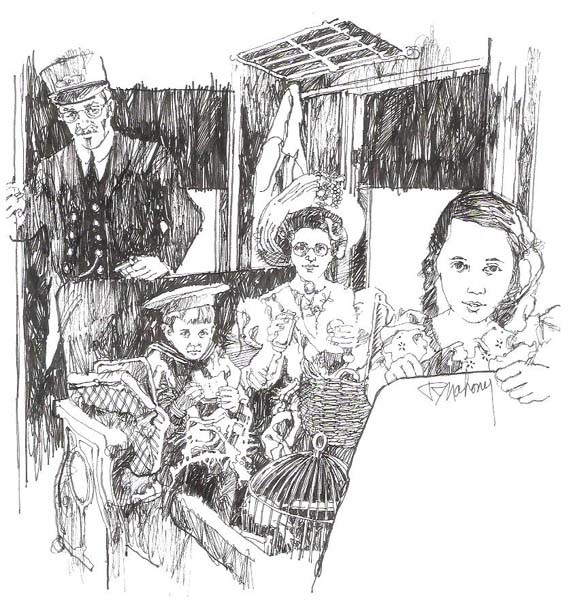 Family on train