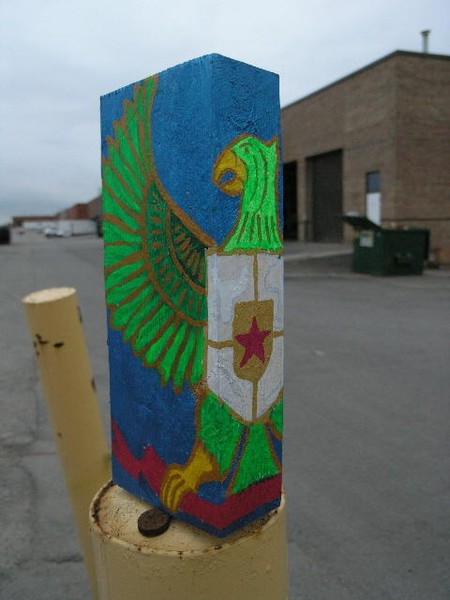 painted on wooden block