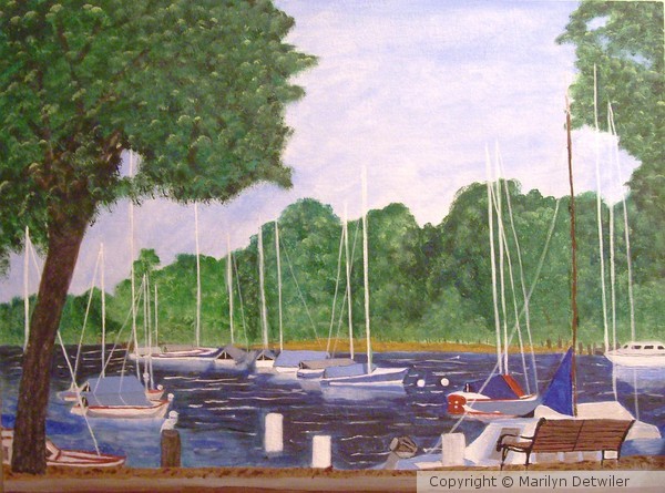 Sailboats in a park cove