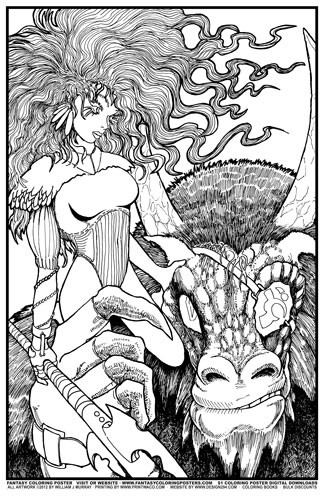 Fantasy Coloring Poster #31: Feather & Ragehorn