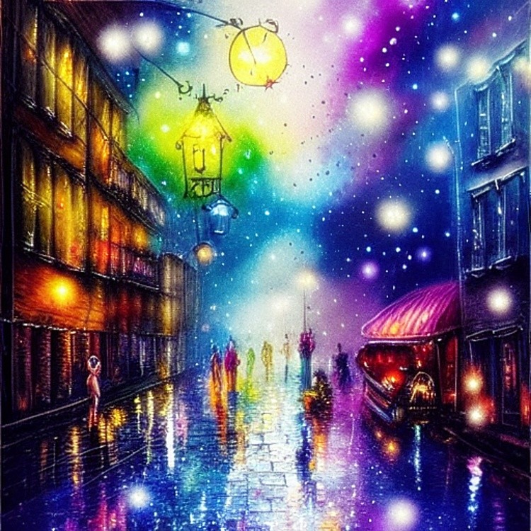 Colors of the City ink and water art