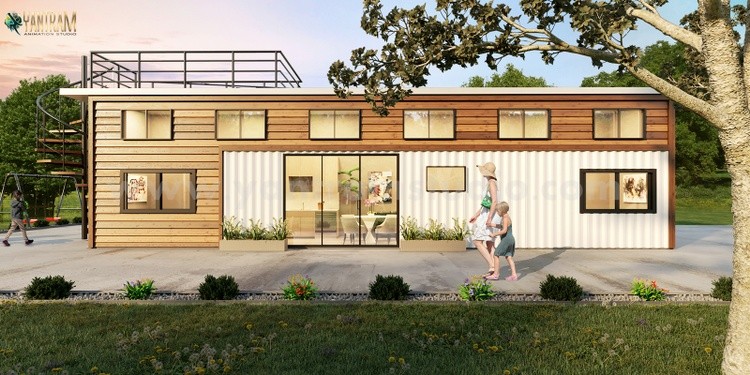 Popular Shipping Container House 3D Exterior Rendering Services by Architectural animation Studio