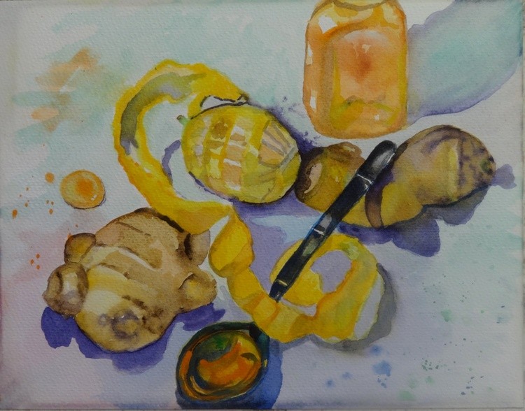 Ginger, lemon, honey.