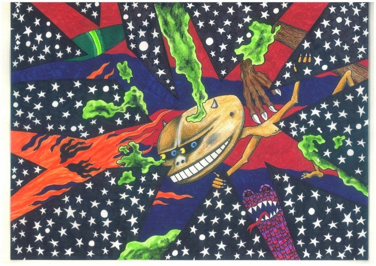 Breakthrough, fantasy story, outsider amateur illustration for sale