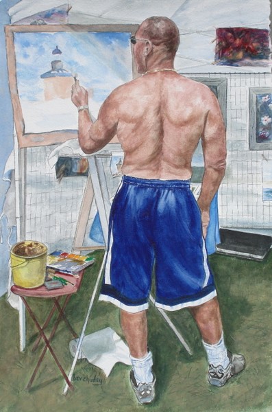 Aaron Bivins painting The Toledo Lighthouse