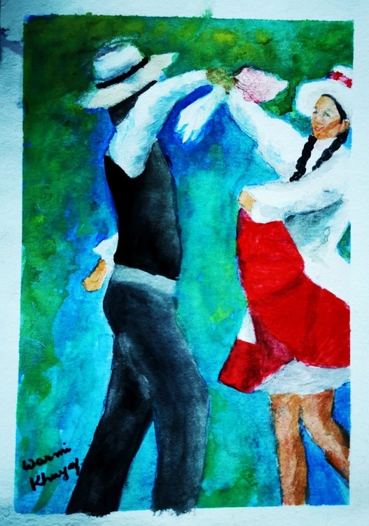 marinera del Cuzco acuarela sobre papel A4