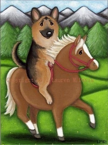 German Shepherd Dog Pony Painting Lauren M. Davis