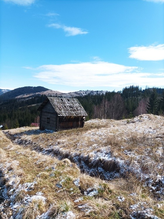 Little wood house in the mountains