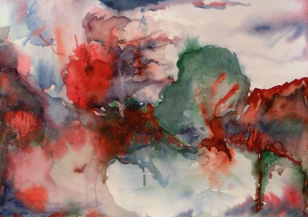 Baum mit rotem Fleck